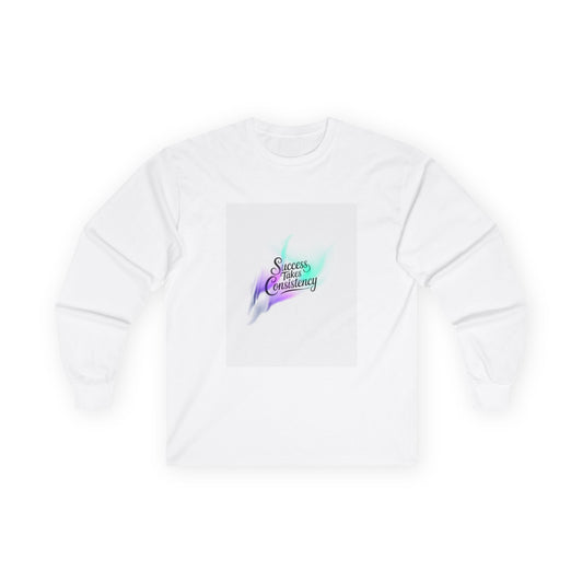 Success Through Consistency Long Sleeve Tee, Motivational Shirt, Unisex Cotton Top, Gift for Entrepreneurs, Encouragement Apparel