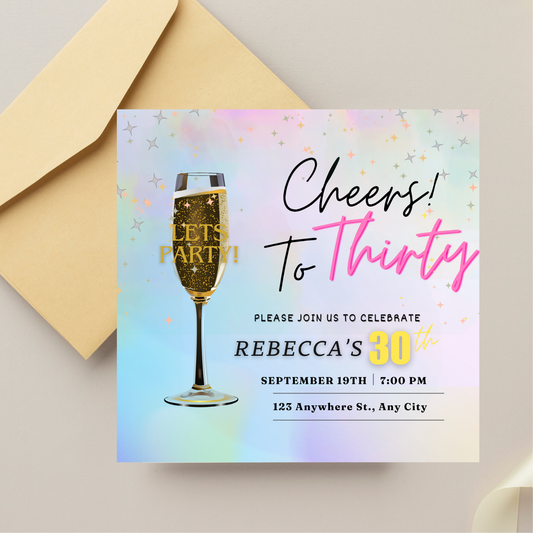 30th Editable Birthday Invitation Card
